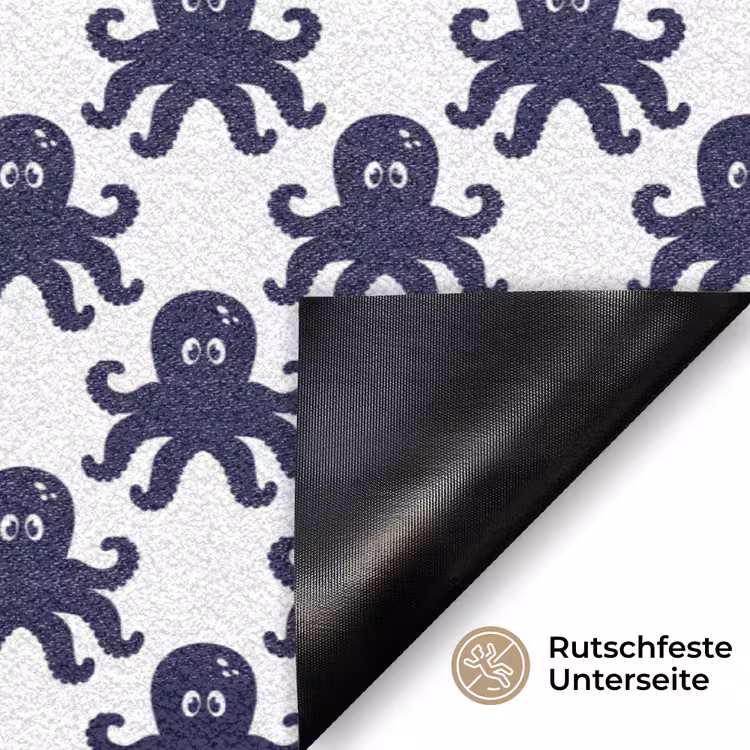 Oceaan - Octo - Blauw - Wit Deurmat klein 898 -antislip_DE