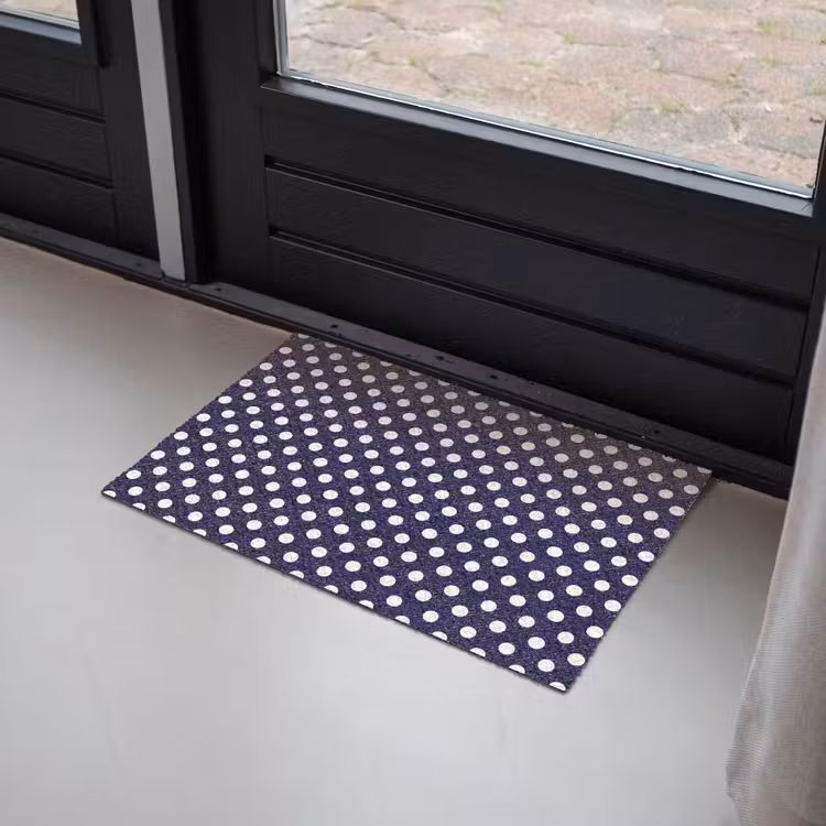 Oceaan - Stippen - Blauw - Wit Deurmat klein 898 -sfeer2