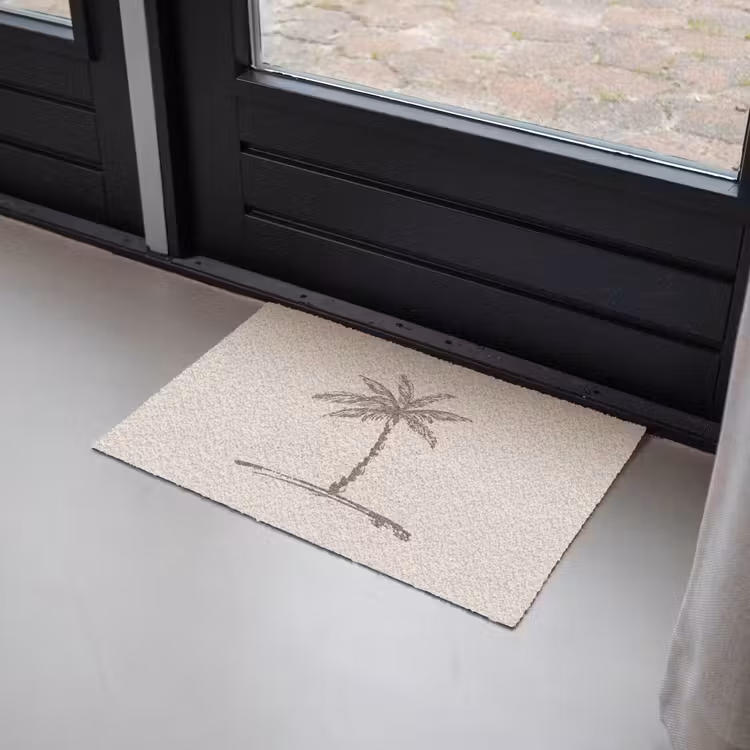 Palmboom - Bruin - Beige - Tropisch Deurmat klein -sfeer2