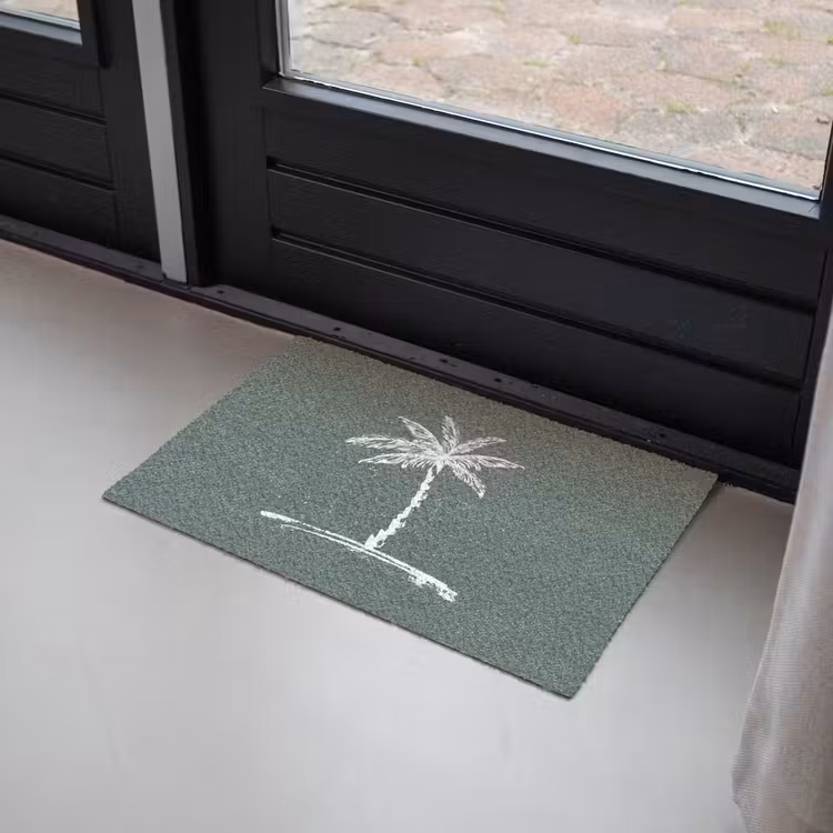 Palmboom - Wit - Groen - Tropisch Deurmat klein -sfeer2
