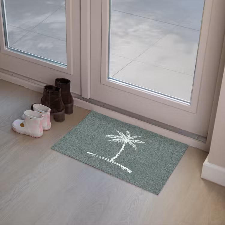 Palmboom - Wit - Groen - Tropisch Deurmat klein -sfeer3
