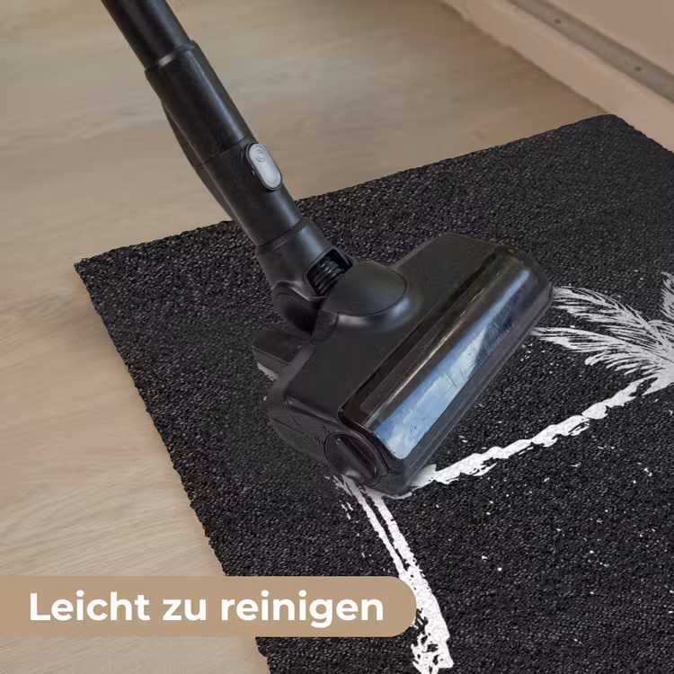 Palmboom - Wit - Zwart - Tropisch Deurmat klein -reinigen_DE