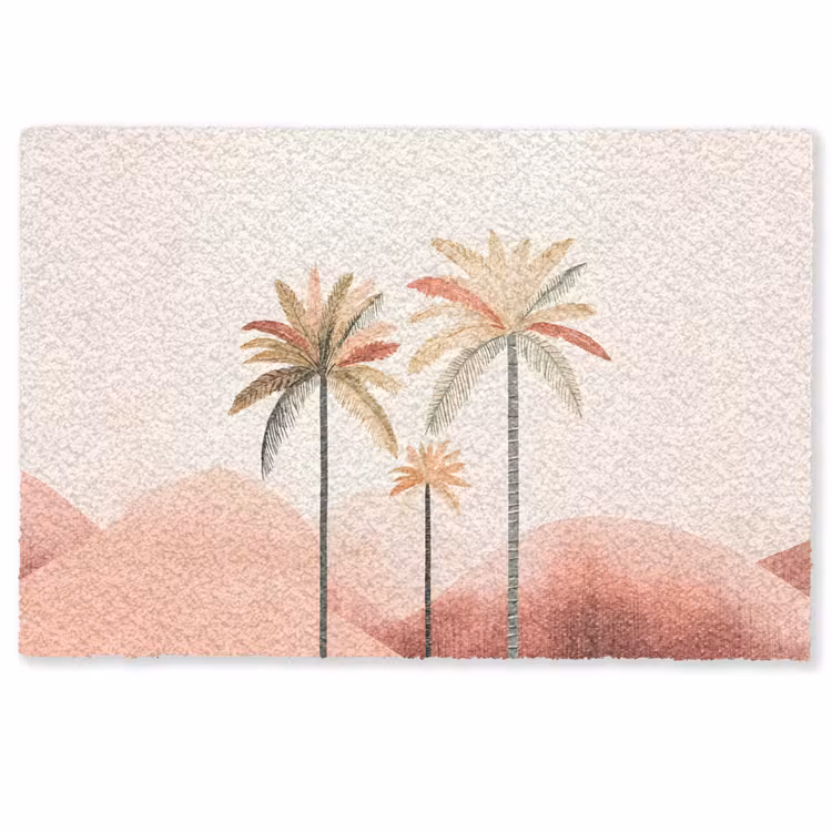 Palmbomen - Heuvels - Minimalistisch - Zachtroze Deurmat klein -zkaufland3d