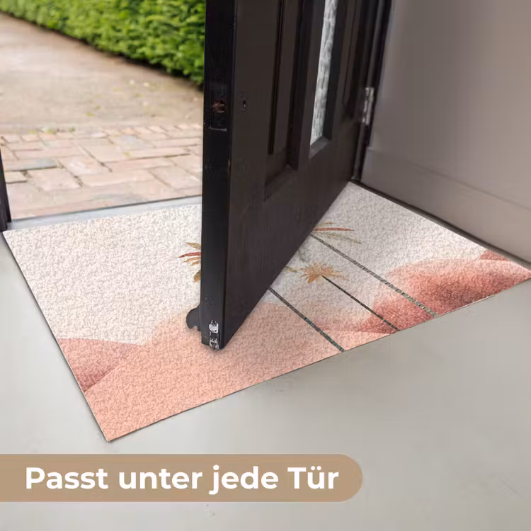 Palmbomen - Heuvels - Minimalistisch - Zachtroze Deurmat klein -USP_DE