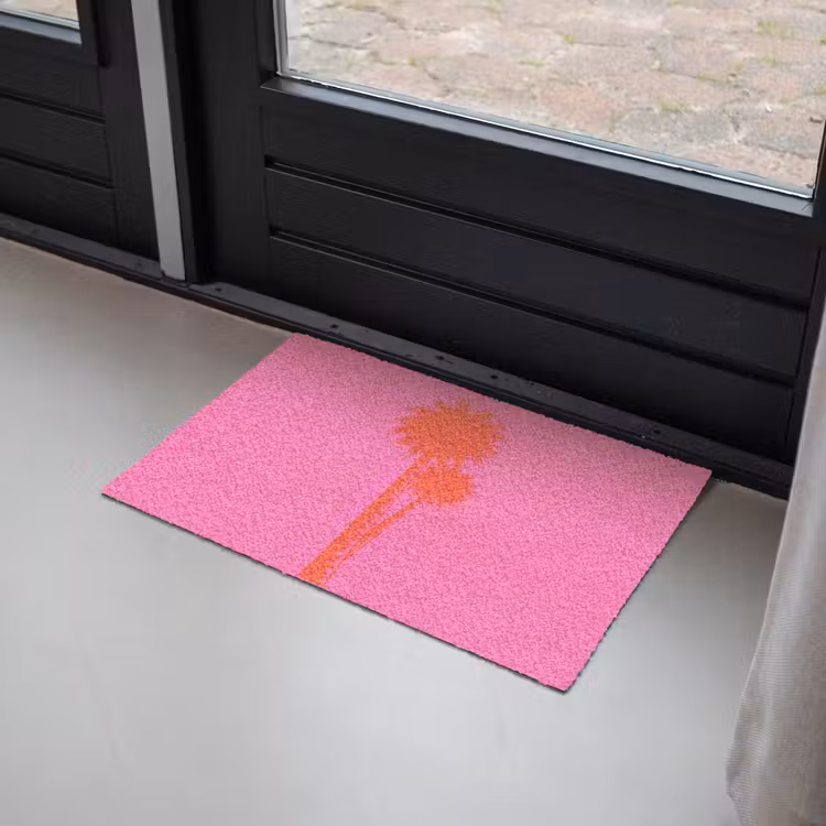 Palmbomen - Modern - Roze Deurmat klein -sfeer2