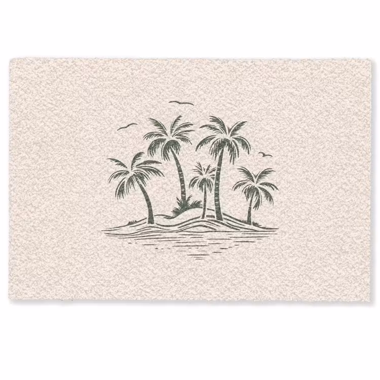 Palmbomen - Strand - Beige - Groen - Tropisch Deurmat klein -zkaufland3d