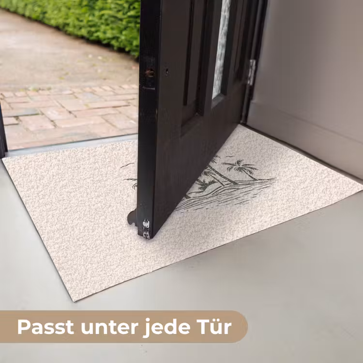 Palmbomen - Strand - Beige - Groen - Tropisch Deurmat klein -USP_DE