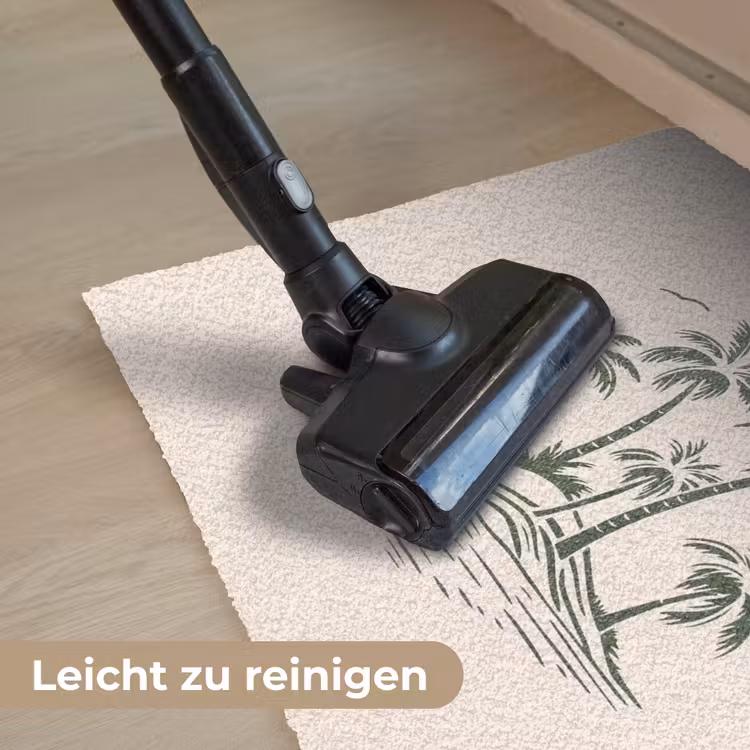 Palmbomen - Strand - Beige - Groen - Tropisch Deurmat klein -reinigen_DE