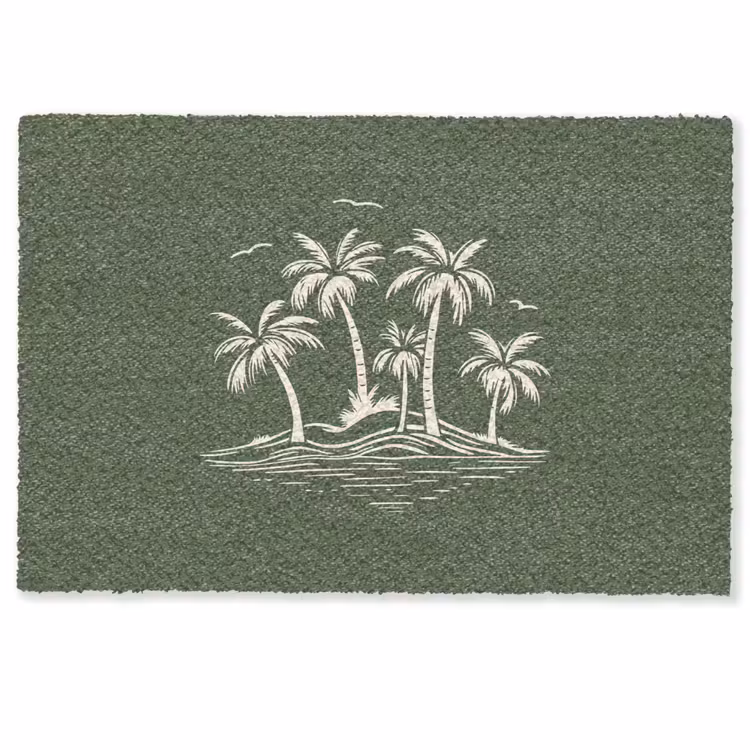 Palmbomen - Strand - Groen - Beige - Tropisch Deurmat klein -zkaufland3d