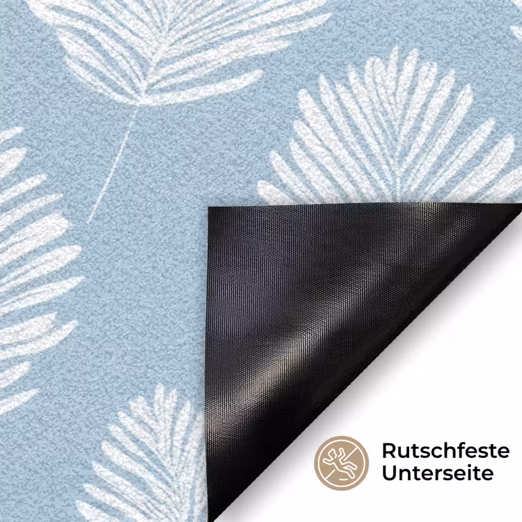 Palmbladeren - Naadloos - Patroon - Pastelblauw Deurmat klein 898 -antislip_DE