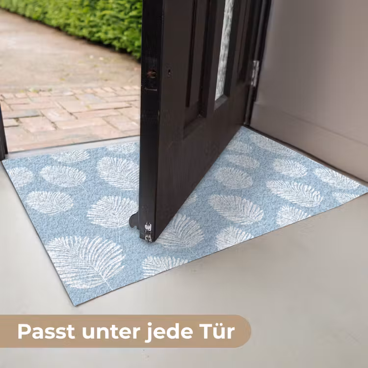 Palmbladeren - Naadloos - Patroon - Pastelblauw Deurmat klein 898 -USP_DE