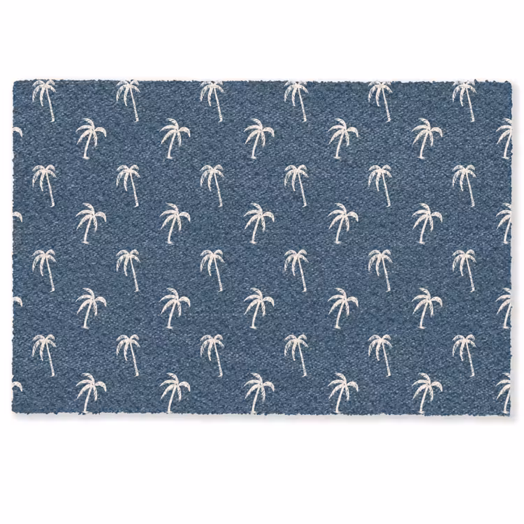 Palmboom patroon - Blauw - Beige - Zomer Deurmat klein -zkaufland3d