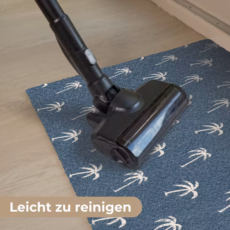 Palmboom patroon - Blauw - Beige - Zomer Deurmat klein -reinigen_DE