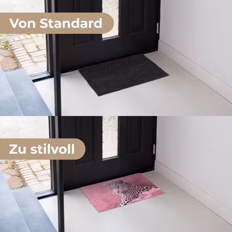Panter - Luxe - Roze Deurmat klein -voor-na_DE