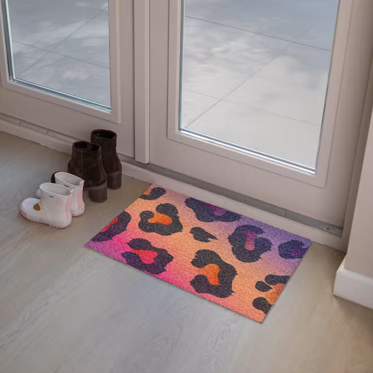 Panterprint - Roze - Paars - Oranje Deurmat klein -sfeer3