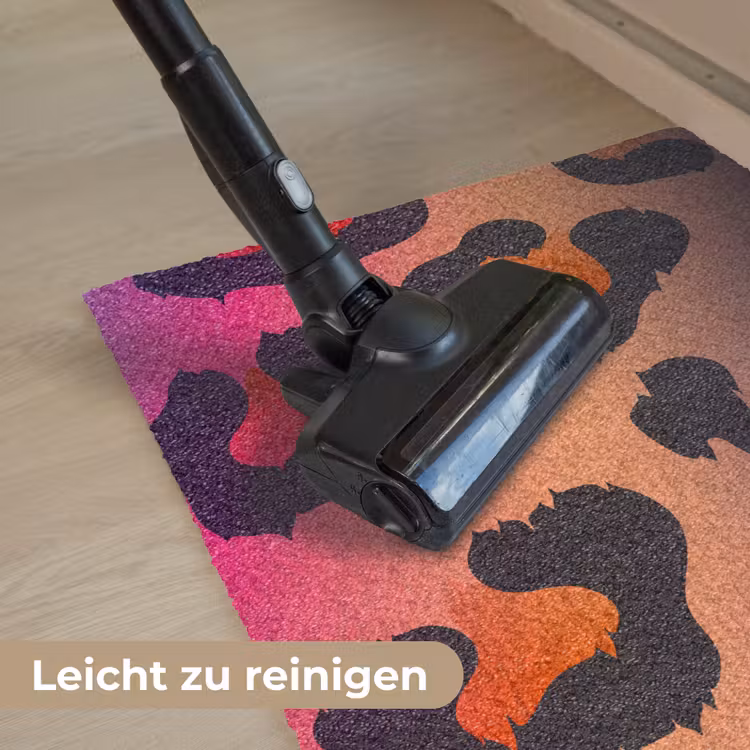 Panterprint - Roze - Paars - Oranje Deurmat klein -reinigen_DE