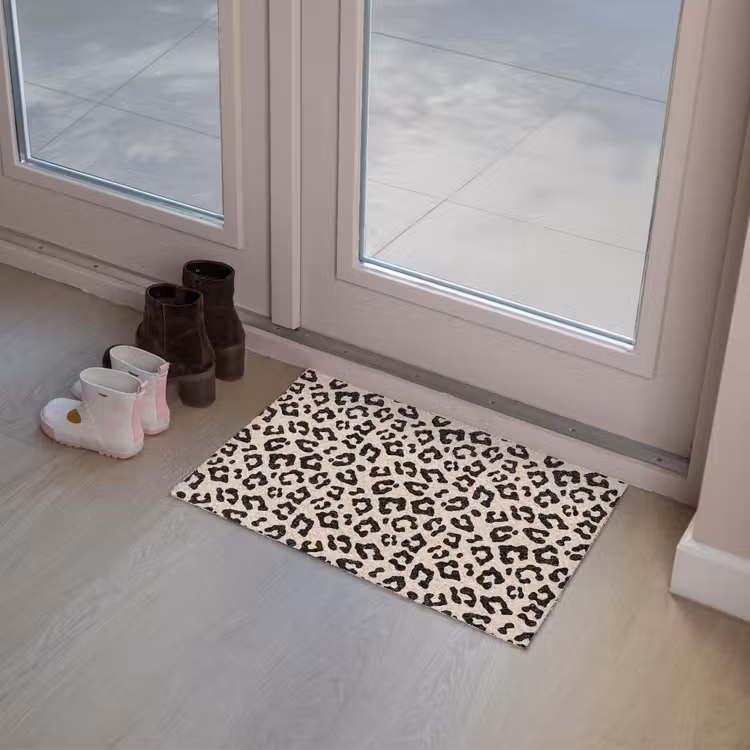 Panterprint - Zwart - Bruin - Dierenprint Deurmat klein -sfeer3