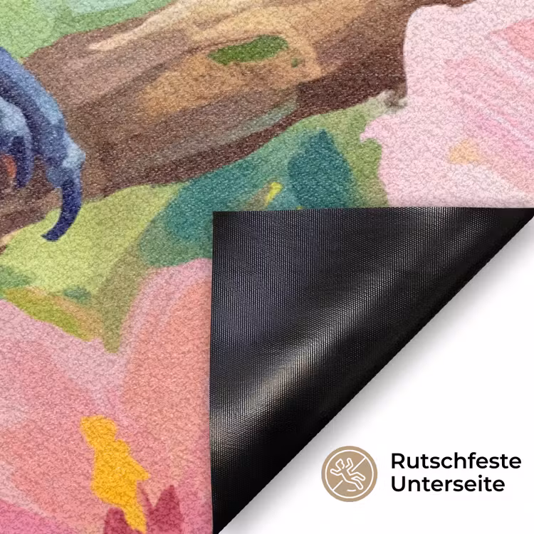 Papagaai - Hibiscusbloemen - Kleurrijk Deurmat klein -antislip_DE