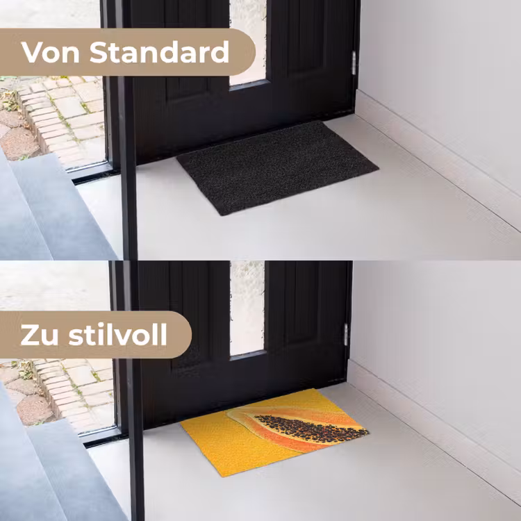Papaja - Oranje - Topisch Deurmat klein -voor-na_DE