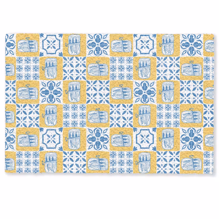 Patroon - Tegel - Geel - Blauw Deurmat klein 898 -zkaufland3d