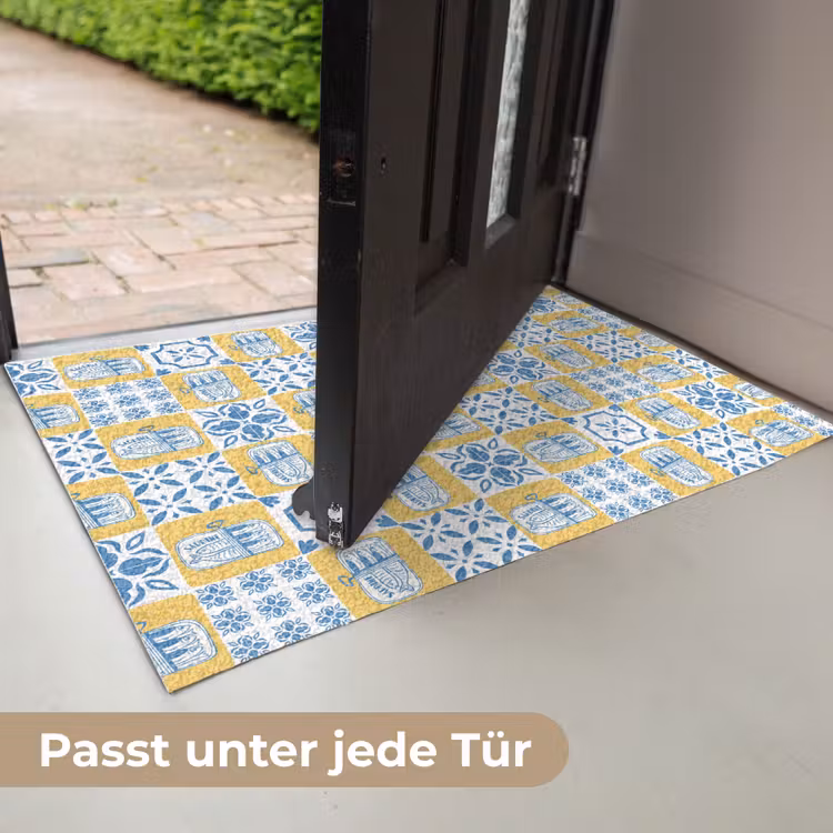 Patroon - Tegel - Geel - Blauw Deurmat klein 898 -USP_DE
