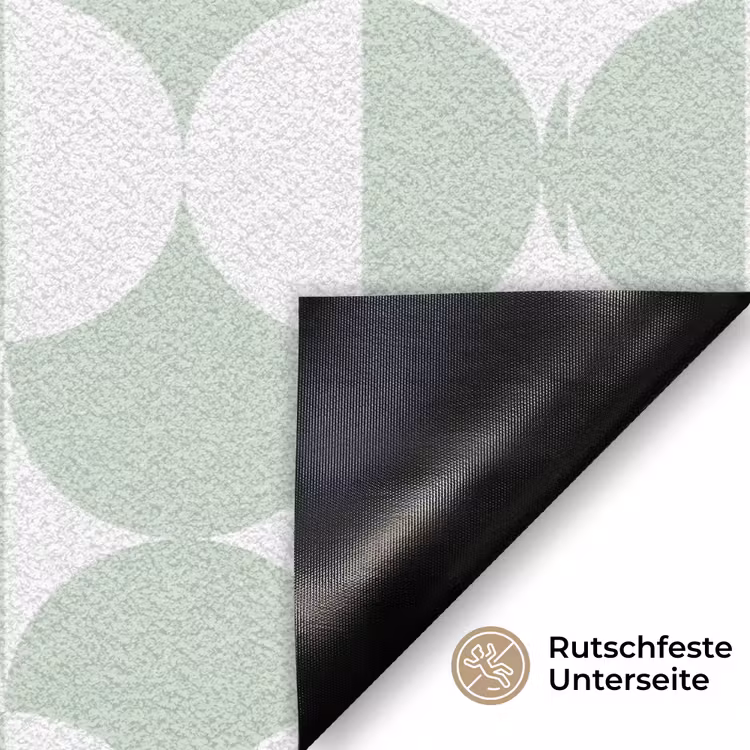 Wit - Groen - Cirkels Deurmat klein 898 -antislip_DE