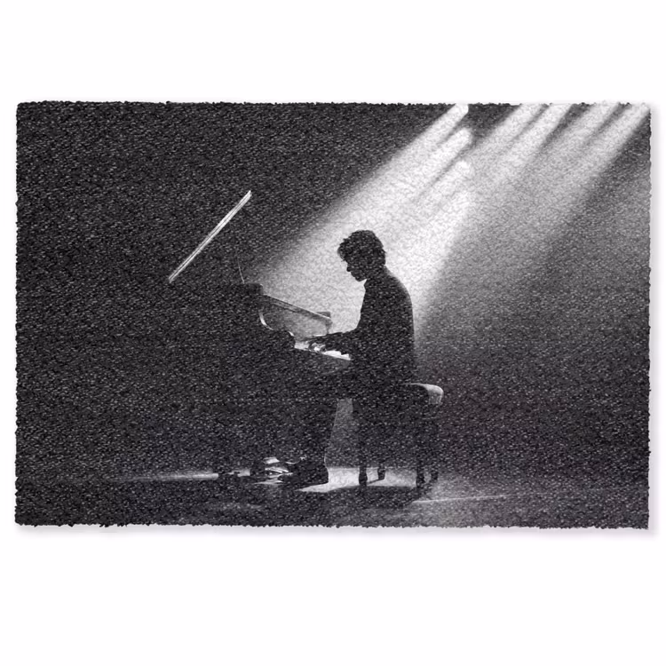 Persoon - Piano - Muziek - Zwart-wit - Podium Deurmat klein -zkaufland3d