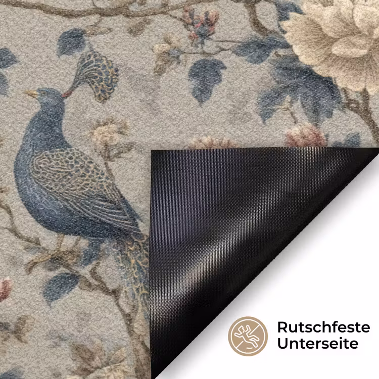Pauw - Bloemen - Blauw Deurmat klein 898 -antislip_DE