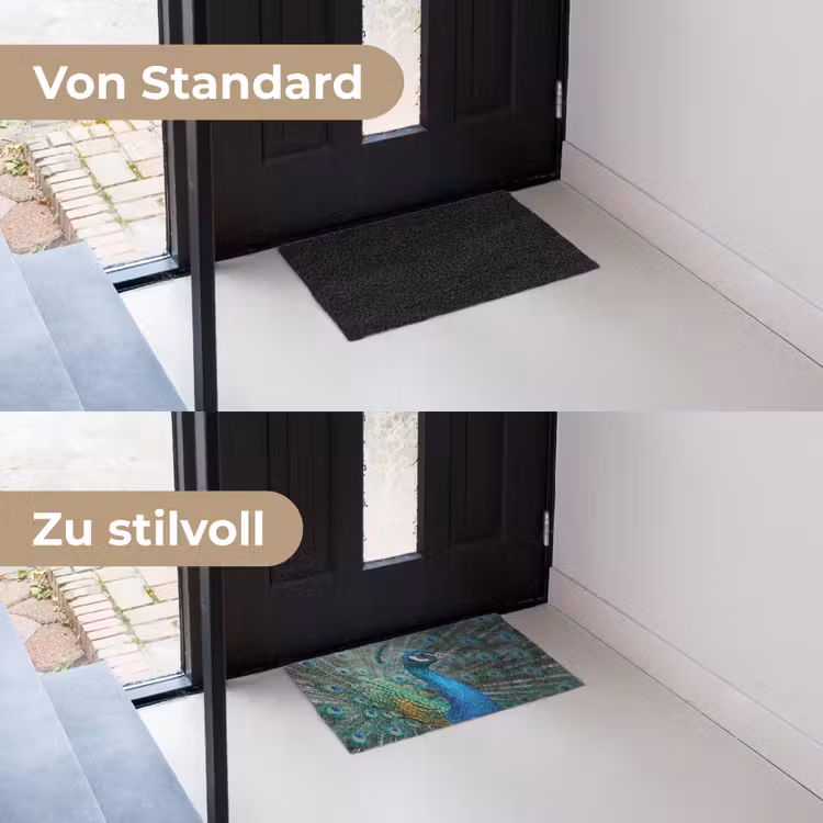 Pauw - Veren - Blauw Deurmat klein -voor-na_DE