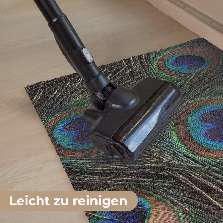 Pauwenveren - Klassiek - Groen Deurmat klein -reinigen_DE