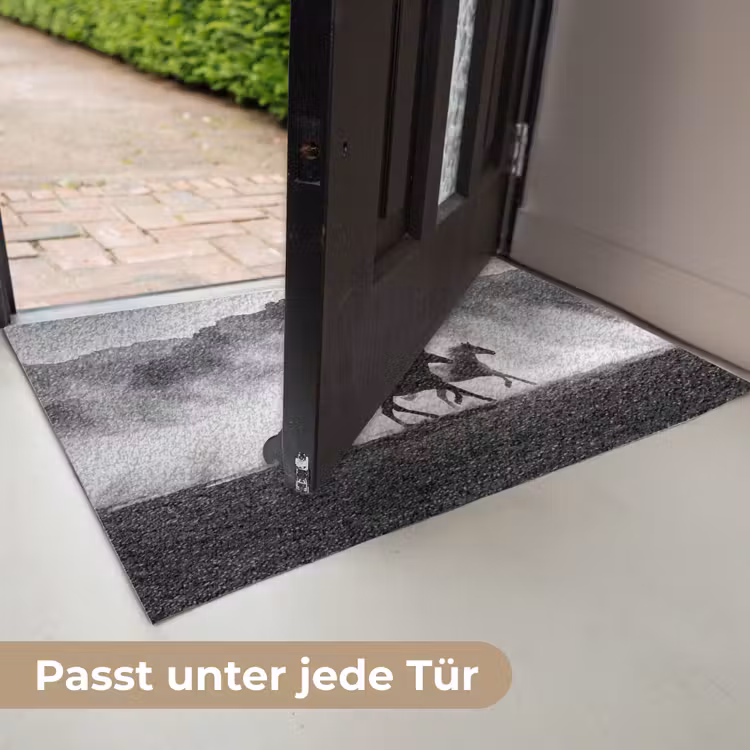 Paard - Ren - Stof - Zwart-wit - Dieren Deurmat klein -USP_DE