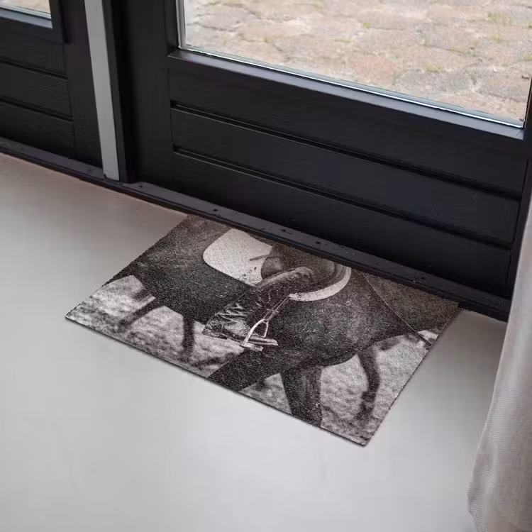 Paard - Sport - Zwart - Wit Deurmat klein -sfeer2