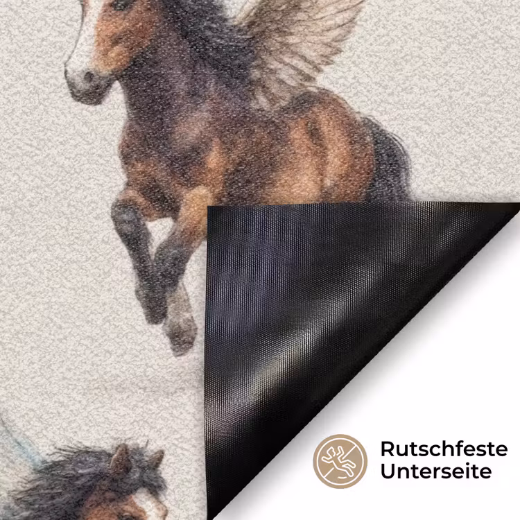 Paarden - Vleugels - Kleurrijk Deurmat klein 898 -antislip_DE