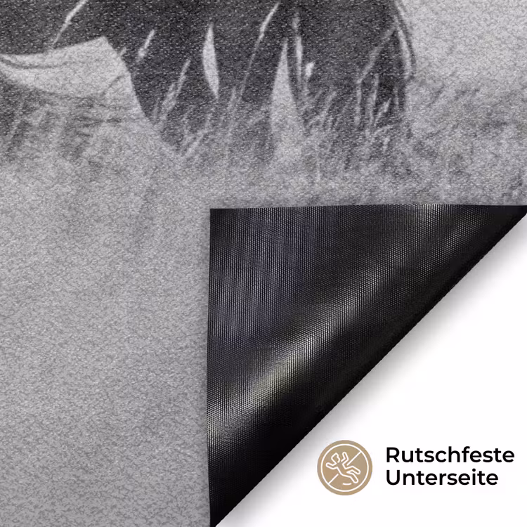 Paarden - Gras - Zwart - Wit Deurmat klein -antislip_DE