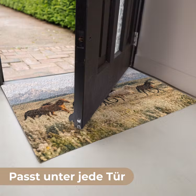 Paarden - Kudde - Bergen - Vrijheid - Wild Deurmat klein -USP_DE