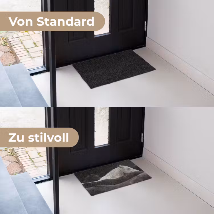 Paarden - Zwart - Wit - Kudde Deurmat klein -voor-na_DE