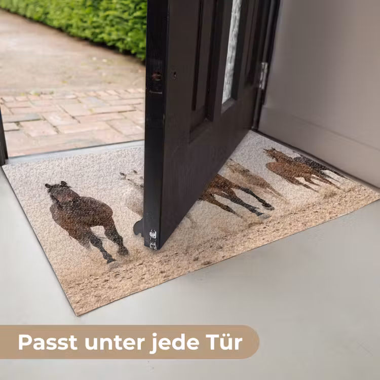 Kudde paarden - Stofwolk - Bruin - Zwart Deurmat klein -USP_DE