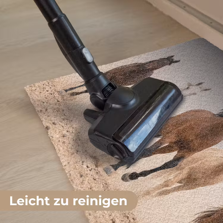 Kudde paarden - Stofwolk - Bruin - Zwart Deurmat klein -reinigen_DE