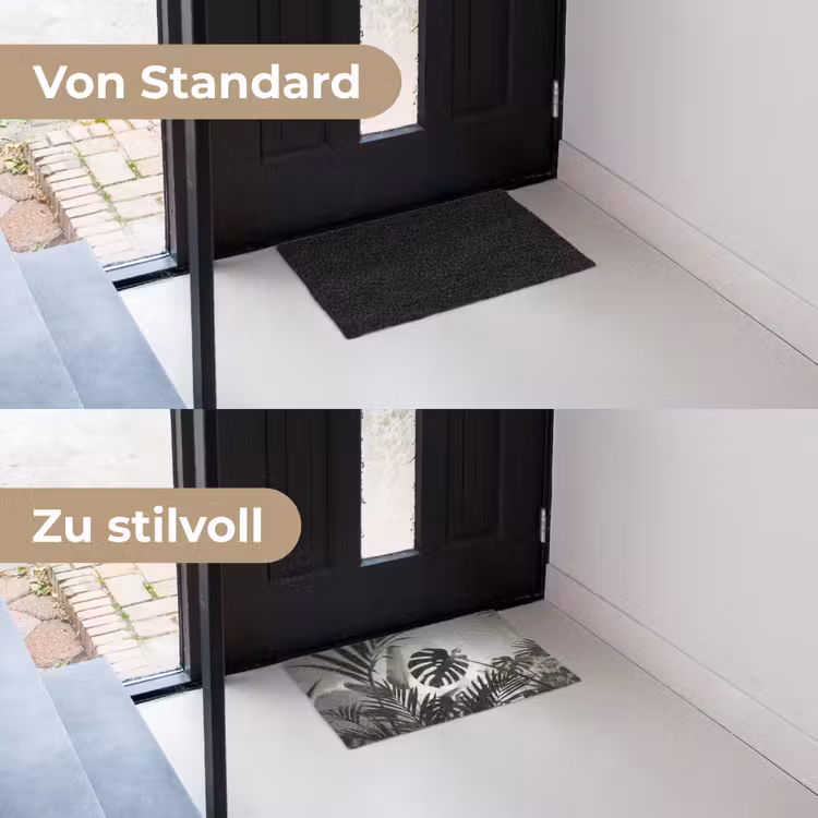 Planten - Bladeren - Natuur - Minimalistisch - Groen Deurmat klein -voor-na_DE
