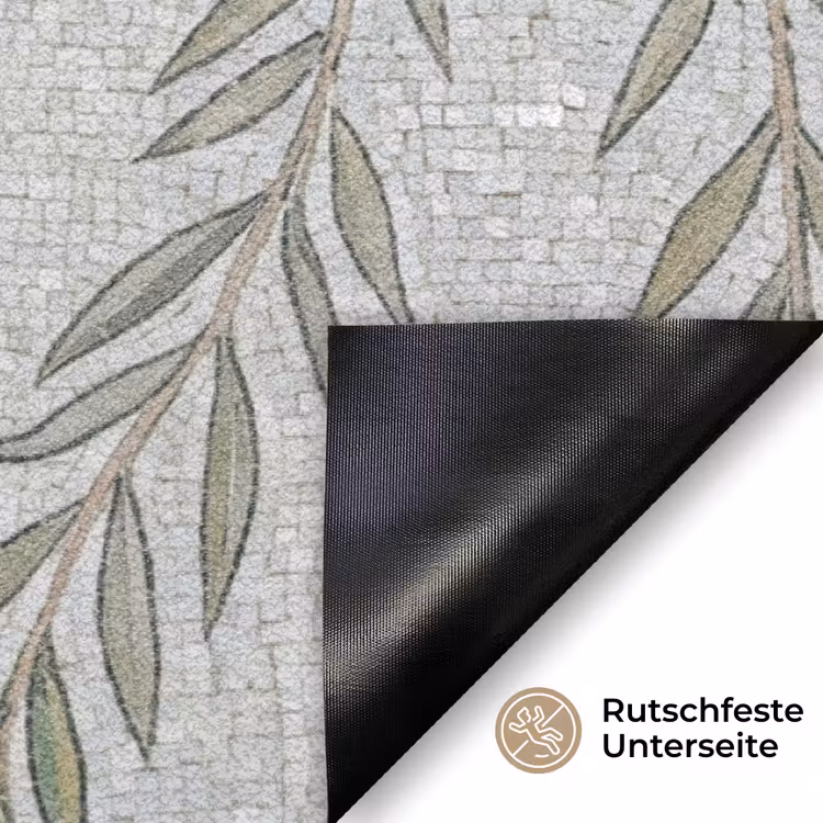 Planten - Mozaïek - Patroon - Groen - Blauw Deurmat klein -antislip_DE