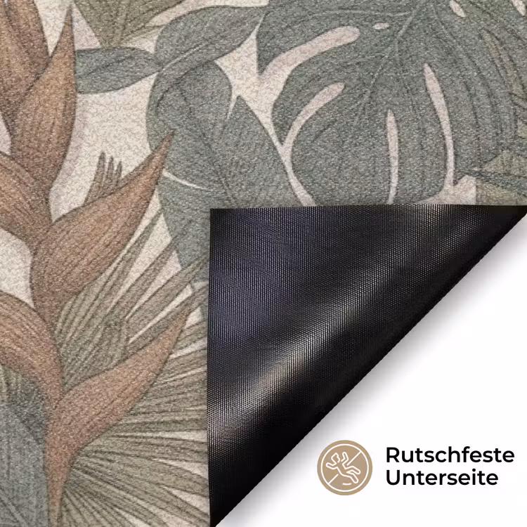 Planten - Tropisch - Natuur - Illustratie - Groen Deurmat klein -antislip_DE