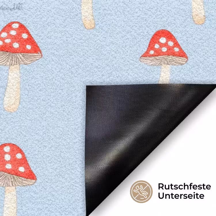 Paddenstoel -Sprookje - Blauw Deurmat klein 898 -antislip_DE