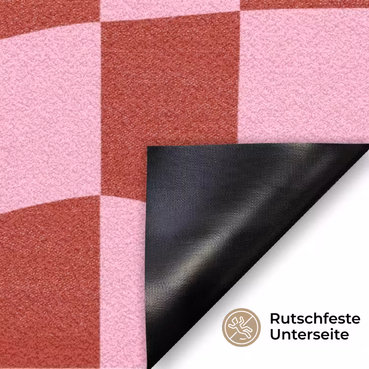 Pinky up - Geblokt - Bordeauxrood Deurmat klein -antislip_DE
