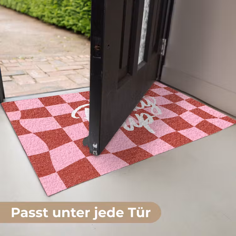 Pinky up - Geblokt - Bordeauxrood Deurmat klein -USP_DE