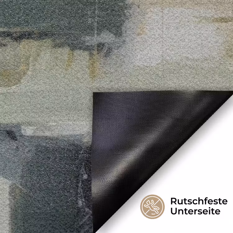 Penseelstreken - Groen - Abstract - Japandi Deurmat klein -antislip_DE