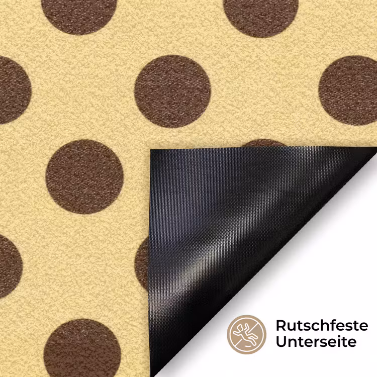 Polka Dot - Stippen - Retro - Geel - Bruin Deurmat klein 898 -antislip_DE