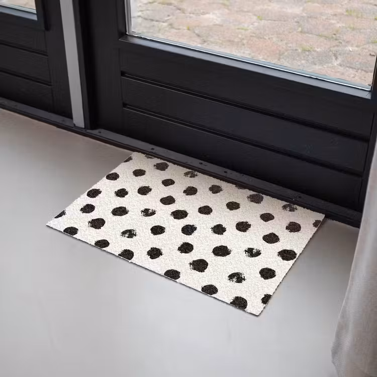 Stippen - Zwart - Wit - Print - Minimalistisch Deurmat klein -sfeer2