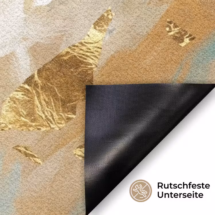 Portret - Vrouw - Schilderij - Blauw - Goud - Expressief Deurmat klein -antislip_DE