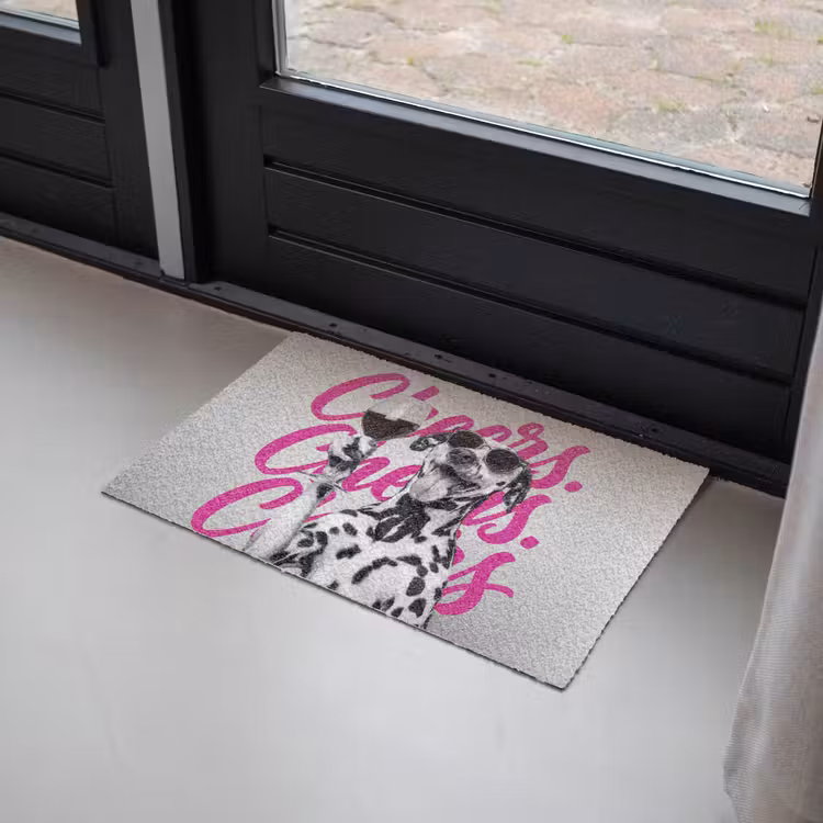 Cheers - Hond - Roze - Wijn Deurmat klein -sfeer2