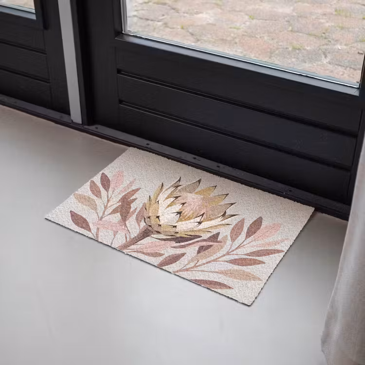 Protea - Bloem - Botanisch - Beige Deurmat klein -sfeer2